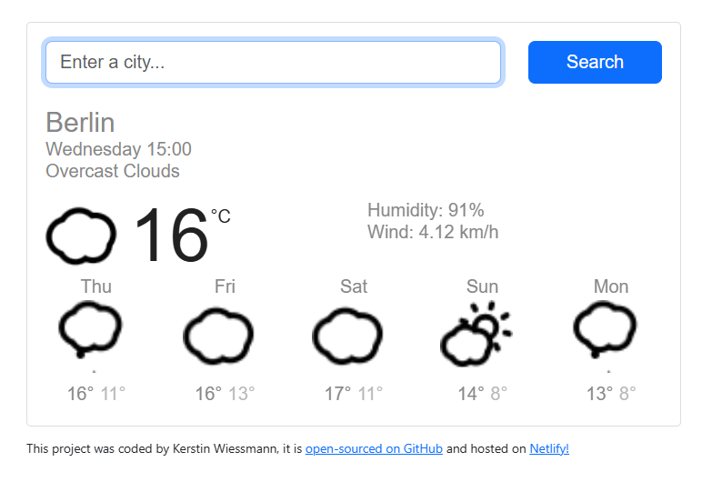 WeatherReact-app preview